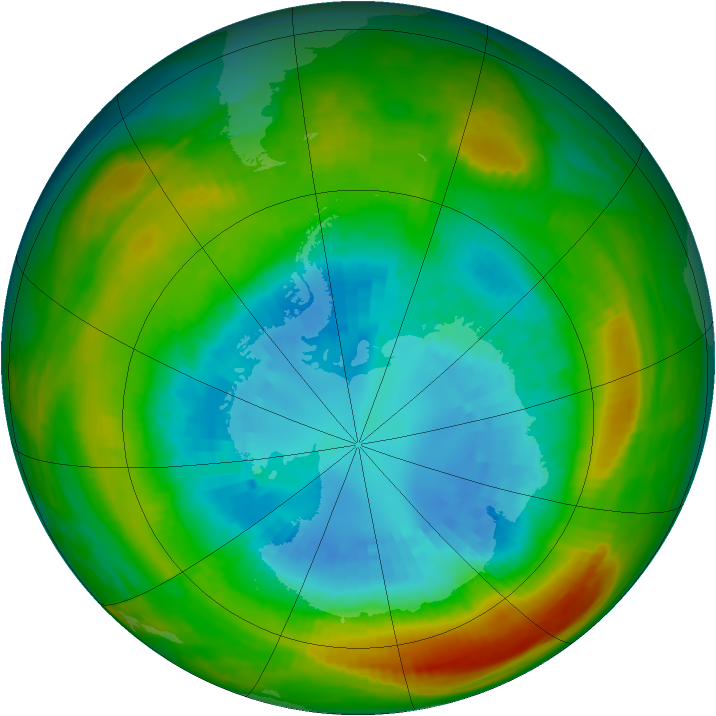 Antarctic ozone map for 05 September 1980